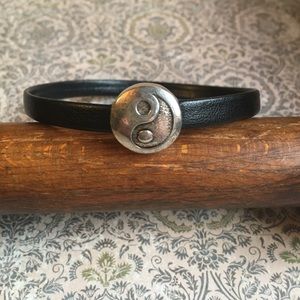 Men’s Yin Yang Black Leather Bracelet